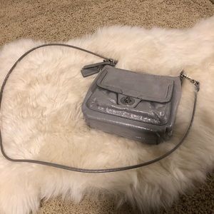 Coach silver small crossbody purse